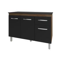 Balcão Gabinete Para Pia 118 Cm Cozinha Aline Savana Preto Com Tampo Tampão 120 Cm Preto Balcão Gabinete Para Pia 118 Cm Cozinha Aline Savana Preto Com Tampo Tampão 120 Cm Preto