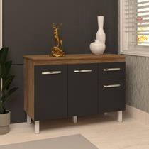 Balcão Gabinete Para Pia 118 cm Cozinha Aline Savana Preto com Tampo Tampão 120 cm Savana Balcão Gabinete Para Pia 118 cm Cozinha Aline Savana Preto com Tampo Tampão 120 cm Savana