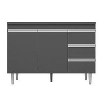 Balcão Gabinete Para Pia 120cm 2 Portas Andréia Cinza - AJL Móveis Balcão Gabinete Para Pia 120cm 2 Portas Andréia Cinza - AJL Móveis