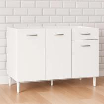 Balcão Gabinete para Pia 120cm 3 Portas sem Tampo Branco - Poquema