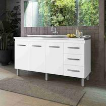 Balcão Gabinete para Pia 150cm Diana com 3 Portas - Branco