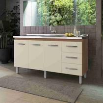 Balcão Gabinete para Pia 150cm Diana com 3 Portas - Savana/Off-White Balcão Gabinete para Pia 150cm Diana com 3 Portas - Savana/Off-White