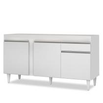 Balcão Gabinete Para Pia 150cm Sem Tampo 3 Portas 1 Gaveta Dakota Branco - Lumil Móveis