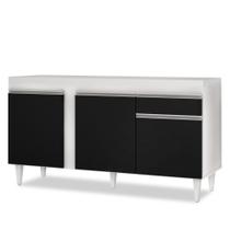 Balcão Gabinete Para Pia 150cm Sem Tampo 3 Portas 1 Gaveta Dakota Branco/Preto - Lumil