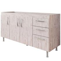 Balcão Gabinete para Pia 1,60 Rustico 3 Portas Nathan Moveis Balcão Gabinete para Pia 1,60 Rustico 3 Portas Nathan Moveis