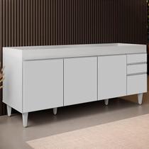 Balcão Gabinete Para Pia 180cm Sem Tampo Dallas Branco - Lumil Balcão Gabinete Para Pia 180cm Sem Tampo Dallas Branco - Lumil