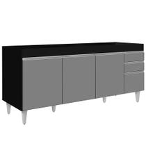 Balcão Gabinete Para Pia 180cm Sem Tampo Dallas Preto/Cinza - Lumil