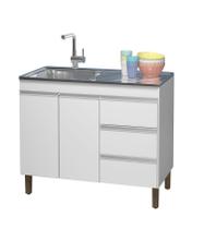 Balcão Gabinete Para Pia 99 cm De Cozinha Karen - Sem Tampo Branco - Peternella