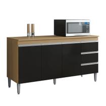 Balcão Gabinete Para Pia Andreia Sem Tampo 150cm 3 Portas 3 Gavetas Amendoa/PT - Ajl Móveis Balcão Gabinete Para Pia Andreia Sem Tampo 150cm 3 Portas 3 Gavetas Amendoa/PT - Ajl Móveis