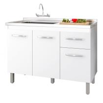 Balcão Gabinete Para Pia Anyta 118cm 03 Portas Sem Tampo Branco - Abmaza Balcão Gabinete Para Pia Anyta 118cm 03 Portas Sem Tampo Branco - Abmaza