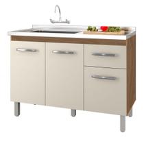 Balcão Gabinete Para Pia Anyta 118cm 03 Portas Sem Tampo Savana Off White - Abmaza Balcão Gabinete Para Pia Anyta 118cm 03 Portas Sem Tampo Savana Off White - Abmaza