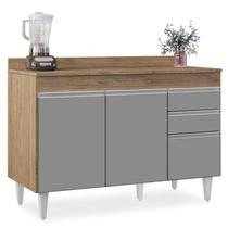 Balcão Gabinete para Pia com Tampo 120cm Michigan Cast/Cinza - Lumil