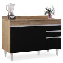 Balcão Gabinete Para Pia Com Tampo 120Cm Michigan Cast/Preto - Lumil