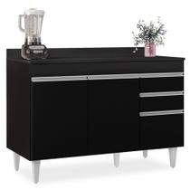 Balcão Gabinete para pia com Tampo 120cm Michigan Preto - Lumil Balcão Gabinete para pia com Tampo 120cm Michigan Preto - Lumil