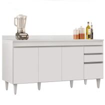 Balcão Gabinete Para Pia Com Tampo 160cm Arkansas Branco - Lumil Balcão Gabinete Para Pia Com Tampo 160cm Arkansas Branco - Lumil