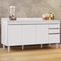 Balcão Gabinete para Pia com Tampo 160cm Arkansas Branco - Lumil Balcão Gabinete para Pia com Tampo 160cm Arkansas Branco - Lumil