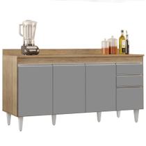 Balcão Gabinete para Pia com Tampo 160cm Arkansas Castanho/Cinza - Lumil Balcão Gabinete para Pia com Tampo 160cm Arkansas Castanho/Cinza - Lumil