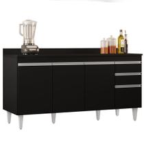 Balcão Gabinete para Pia com Tampo 160cm Arkansas Preto - Lumil Balcão Gabinete para Pia com Tampo 160cm Arkansas Preto - Lumil