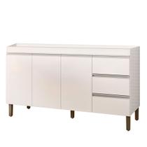 Balcão Gabinete Para Pia Karen 147cm Sem Tampo 3 Portas Branco - Abmaza