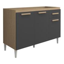 Balcão Gabinete Para Pia Victória 120cm 03 Portas Sem Tampo Atacama Grafite - Desk Design