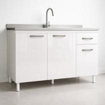 Balcão Gabinete Pia 1,20 Armário Cozinha Com Gaveta Cor Branco 120 cm 1,20m 120cm Balcão Gabinete Pia 1,20 Armário Cozinha Com Gaveta Cor Branco 120 cm 1,20m 120cm
