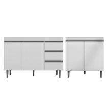 Balcão Gabinete Pia Andréia Sem Tampo 120cm E Armário Para Cooktop 02 Portas Branco - Abmaza