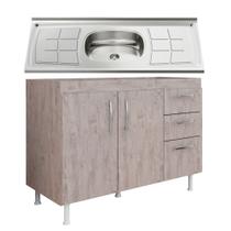 Balcão Gabinete Pia Inox 120cm Nathan 2 Portas Rústico - Nathy Móveis Balcão Gabinete Pia Inox 120cm Nathan 2 Portas Rústico - Nathy Móveis