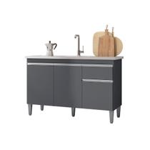 Balcão Gabinete Pia Tatiane 120cm 3 Portas e 1 Gaveta C/Tampo