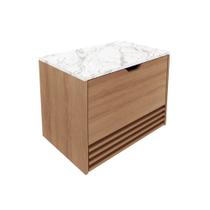 Balcão Gabinete Suspenso com gaveta BN3613 Amêndoa/Mármore Branco