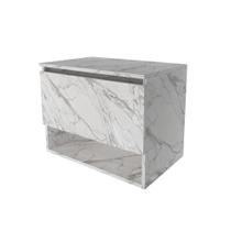 Balcão Gabinete Suspenso para Banheiro 60cm com 1 Porta e Nicho BN3606 Mármore Branco - Tecno
