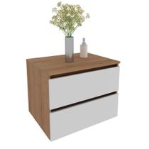 Balcão Gabinete Suspenso para Banheiro 60cm com 2 Gavetas BN3607 Amêndoa/Branco - Tecno Balcão Gabinete Suspenso para Banheiro 60cm com 2 Gavetas BN3607 Amêndoa/Branco - Tecno