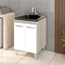 Balcão Gabinete Tanque Com Cuba 0,60x0,60 Vectra Elmo/branco Hr Móveis