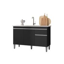 Balcão Gabinete Tatiane 120cm 3 Portas e 1 Gaveta C/Tampo