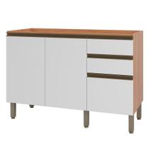 Balcão Gabinete Telasul Macadâmia 1200MM Para Pia 2 Portas Freijó e Branco