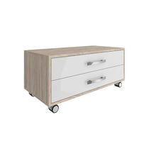 Balcão Gaveteiro 2 Gavetas Com Rodízios 60cm Branco e Marrom Arte Cas