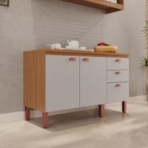 Balcão Grande Cozinha Positano New 100 MDF 2 Portas 3 Gavetas