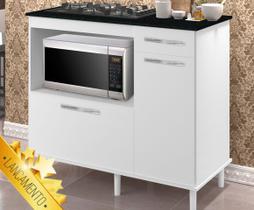 BALCÃO GRANDE / GABINETE HOND. PARA COOKTOP DE 5 BOCAS e para forno elét. cor Branco Marmorizado rústico com 2 portas + gaveta