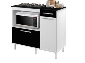 BALCÃO GRANDE / GABINETE HOND. PARA COOKTOP DE 5 BOCAS e para forno elét. cor Branco Preto Marmorizado rústico com 2 portas + gaveta