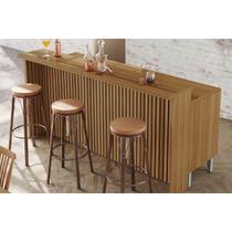 Balcão Ilha Cozinha Gourmet Imperatriz c/ 2 Portas e 5 Gavetas 200cm Freijo/Grafite - Nesher