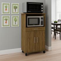 Balcão Ipe Luxo com nicho para microondas rodízios 2 portas 1 gaveta AMENDOA Balcão Ipe Luxo com nicho para microondas rodízios 2 portas 1 gaveta AMENDOA