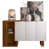 Balcão Jasmin 03 Portas Off White E Ypê - D'Rossi Balcão Jasmin 03 Portas Off White E Ypê - D'Rossi