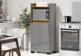 Balcão Jet Armário Multiuso 2 Portas e Nicho para Microondas Espaço Amplo Design Moderno COR ONIX MEL