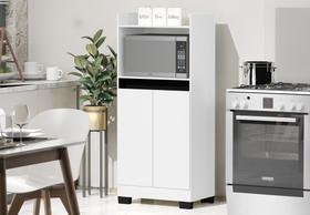 Balcão Jet Branco/Preto 2 portas e 1 nicho Primus Móveis