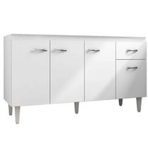 Balcão King para Cozinha Gabinete 4 Portas C/ Tampo Branco/Preto Flex Balcão King para Cozinha Gabinete 4 Portas C/ Tampo Branco/Preto Flex