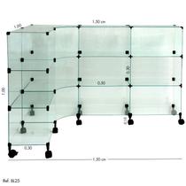 Balcão L Modulado em Vidro com Rodízio 1,50 x 1,00 x 1,00 - Tatinet