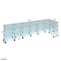 Balcão L Modulado em Vidro com Rodízio 3,00 x 1,00 x 1,00 - Balcãonet