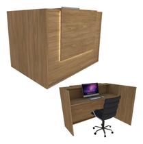 Balcão L Recepção Caixa 124cm Freijó Syncro LINHA BLACK 2.1