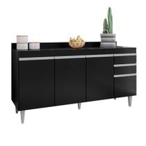 Balcão Lorena 160cm 4 Portas S/ Tampo Preto - Vallisa Decor