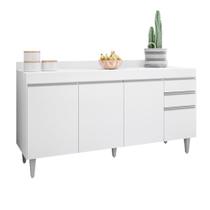Balcão Lorena 4 Portas 160cm C/ Tampo Branco - Vallisa Decor