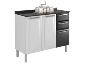 Balcão Luce 3 Portas 2 Gavetas Preto - Itatiaia